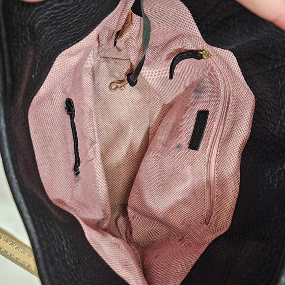 Dooney & Bourke vintage Plaid Canvas Leather Shoulder Bag black white Clip - Picture 7 of 15